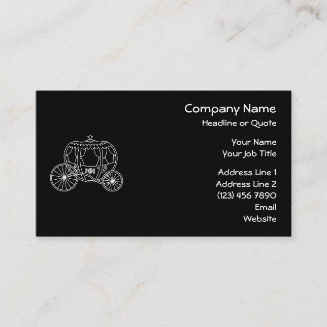 Carte De Visite Princesse Carriage, blanc sur le noir (Devant)