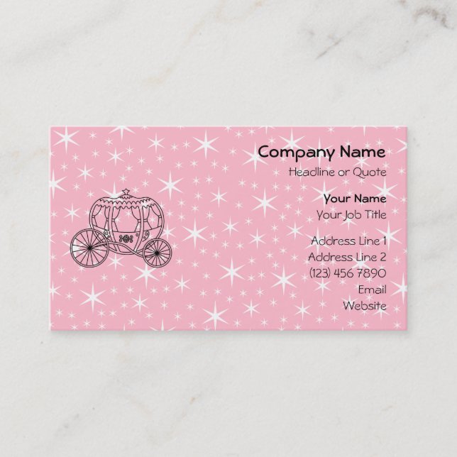 Carte De Visite Princesse Coach Design dans le noir et le rose (Devant)