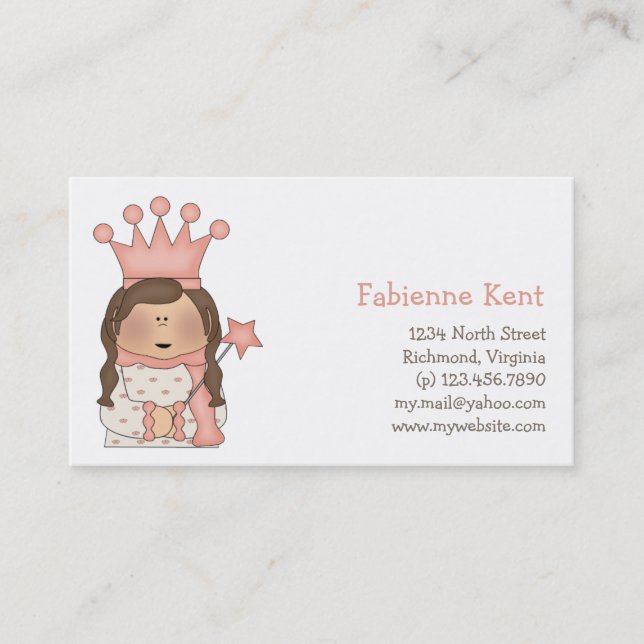 Carte De Visite Princesse rose · Princesse de brune (Devant)