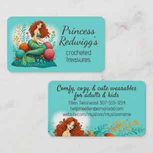 Carte De Visite princesse sirène crochet tricot tricoteuse fil fil