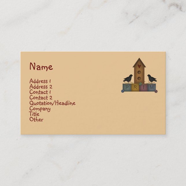 Carte de visite principal d'oiseaux (Devant)