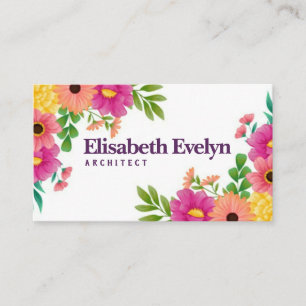 Carte De Visite Printemps avec fleurs colorées