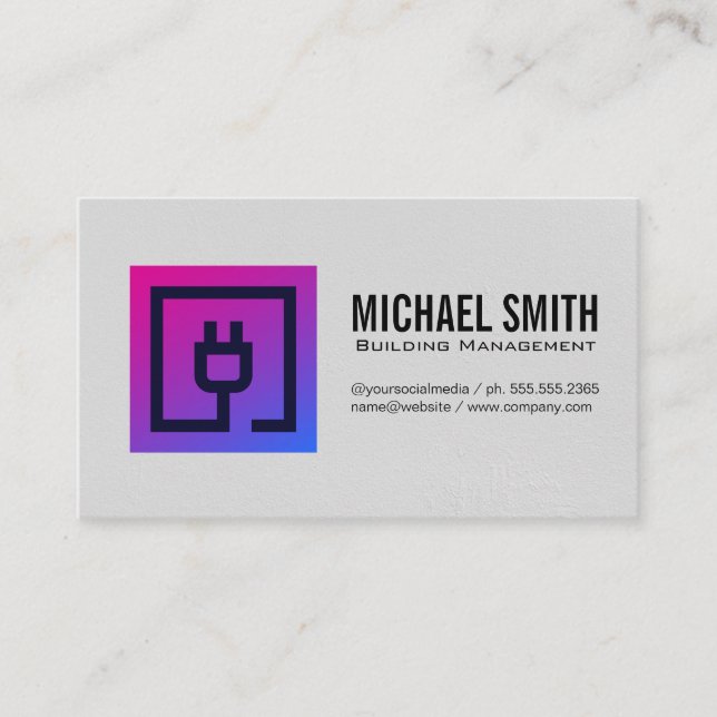 Carte De Visite Prise électrique | Logo de l'électricien (Devant)