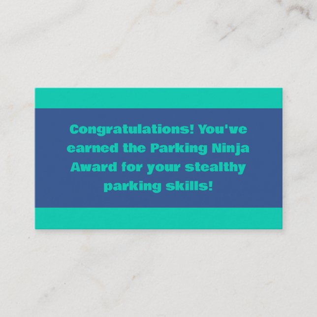 Carte De Visite Prix Ninja du stationnement (Devant)