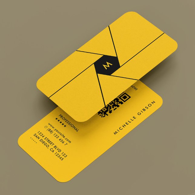 Carte De Visite Pro Photographe Lentille Jaune Foncé Moderne (Photographer Bright Yellow Shutter Lens Modern Business Card
)