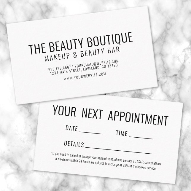 Carte De Visite Prochain rendez-vous simple (Simple Next Appointment Business Card)