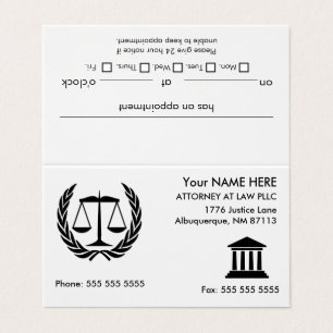 Carte De Visite Procureur à la loi Rendez-vous blanc