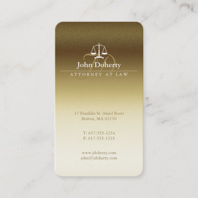 Carte De Visite Procureur | Classy Golden Scales of Justice (Devant)