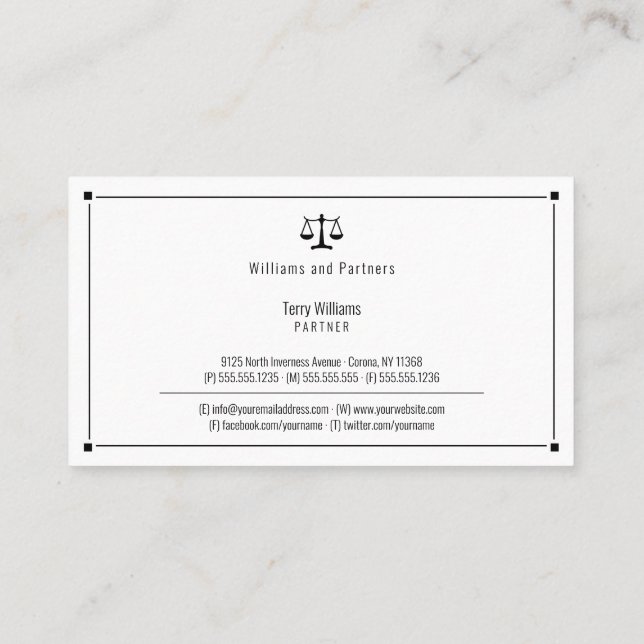 Carte De Visite PROCUREUR DE DROIT | Classy élégant (Dos)