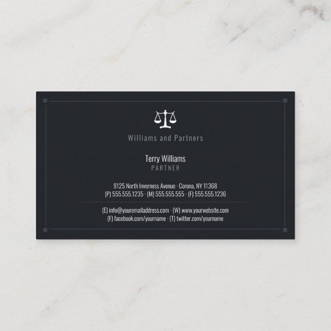 Carte De Visite PROCUREUR DE DROIT | Classy élégant (Dos)