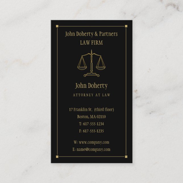 Carte De Visite Procureur | Elegant Gold Black (Devant)