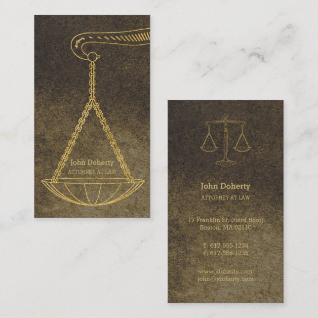 Carte De Visite Procureur | Scales d'or de la justice (Devant / Derrière)