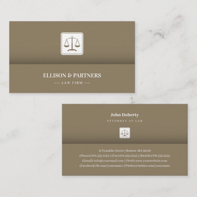 Carte De Visite Procureur | Scales of Justice Gold (Devant / Derrière)
