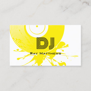 Carte De Visite Producteur Abstrait de musique DJ sur disque jaune