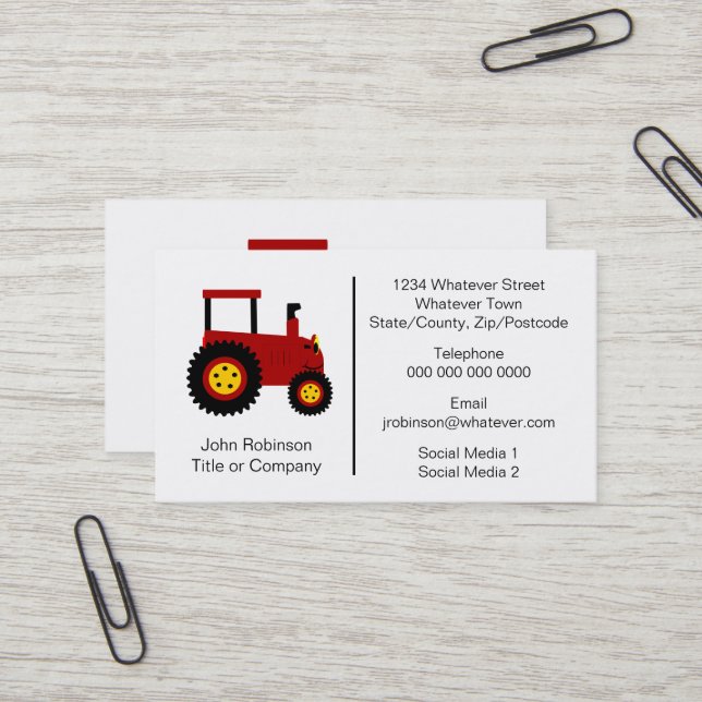 Carte De Visite Producteur de conception de tracteur (Devant/Arrière en situation)