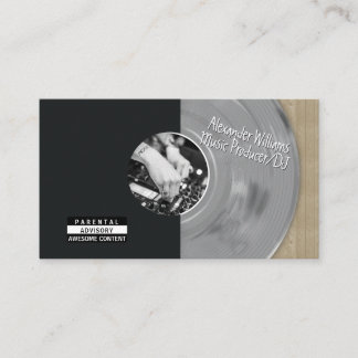 Carte De Visite Producteur de musique Disque Vinyle Argent Rétro D