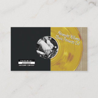Carte De Visite Producteur de musique Disque Vinyle Or Rétro DJ