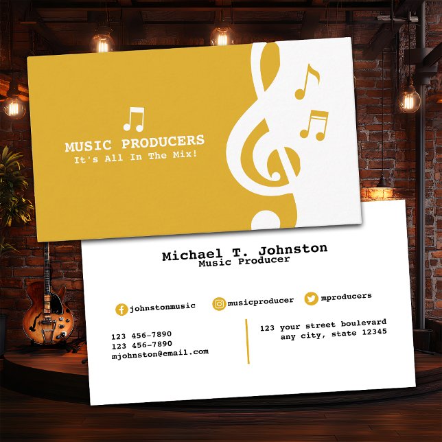 Carte De Visite Producteur de musique jaune (Créateur téléchargé)