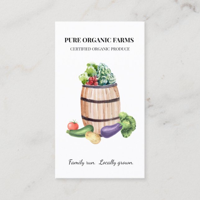 Carte De Visite Produire l'agriculture Légumes de ferme Aquarelle (Devant)