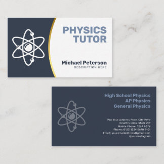 Carte De Visite Prof de Physique | Accents Or Gris Charbon