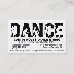Carte De Visite Professeur blanc noir de danse de studio de danse
