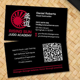 Carte De Visite Professeur d'académie de judo - Kanji et soleil le