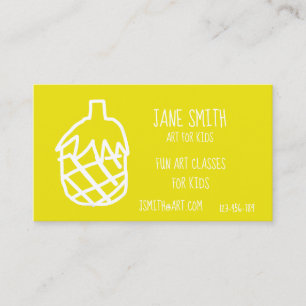Carte De Visite Professeur d'art Art pour enfants Ananas jaune