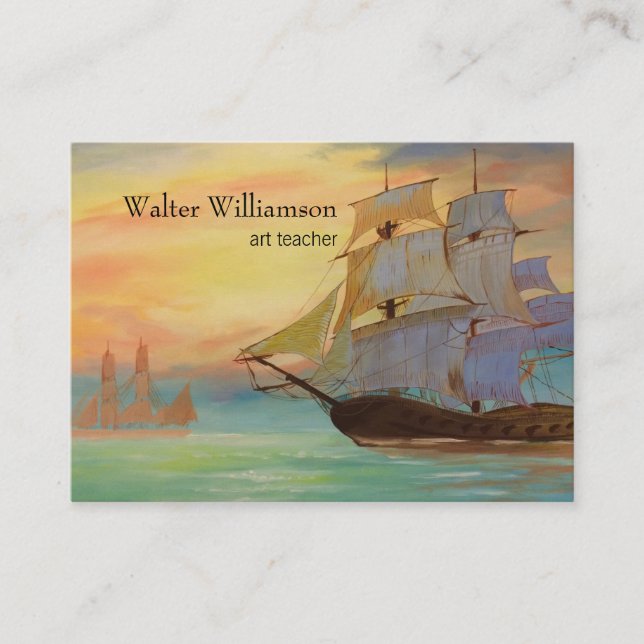 Carte De Visite Professeur d'art, Beaux-Arts Sunset Voiliers (Devant)