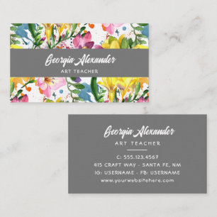 Carte De Visite Professeur d'art floral moderne et tendance