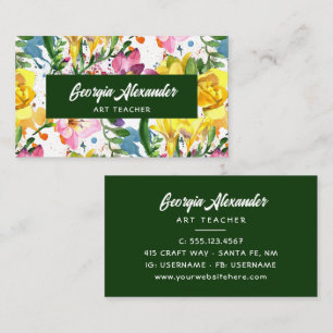 Carte De Visite Professeur d'art floral moderne et tendance