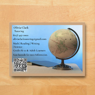 Carte De Visite Professeur de code QR Globe Livre Classe