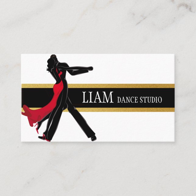 Carte De Visite Professeur de Danse Professionnel, Cours, Studio (Devant)