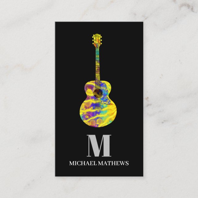 Carte De Visite Professeur de guitare électrique acoustique Monogr (Devant)