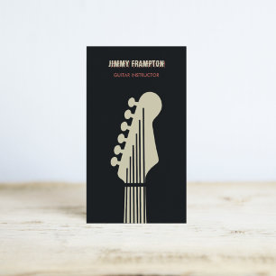 Carte De Visite Professeur de guitare électrique noir, rouge et be