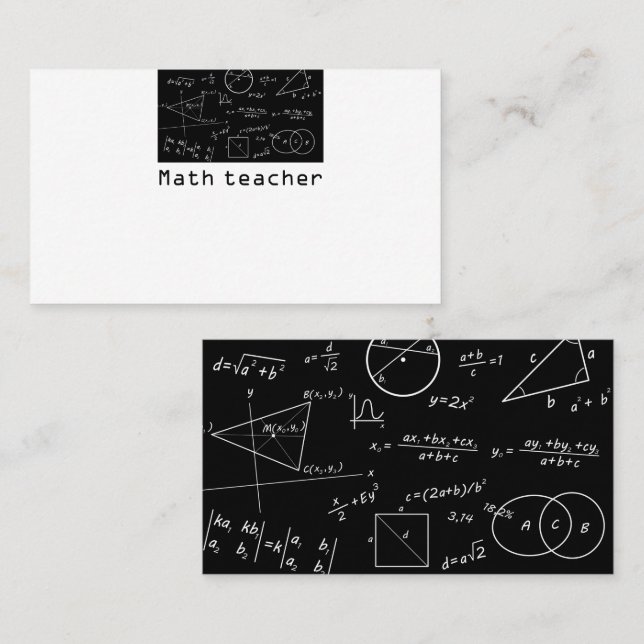 Carte De Visite Professeur de mathématiques au tableau noir (Devant / Derrière)