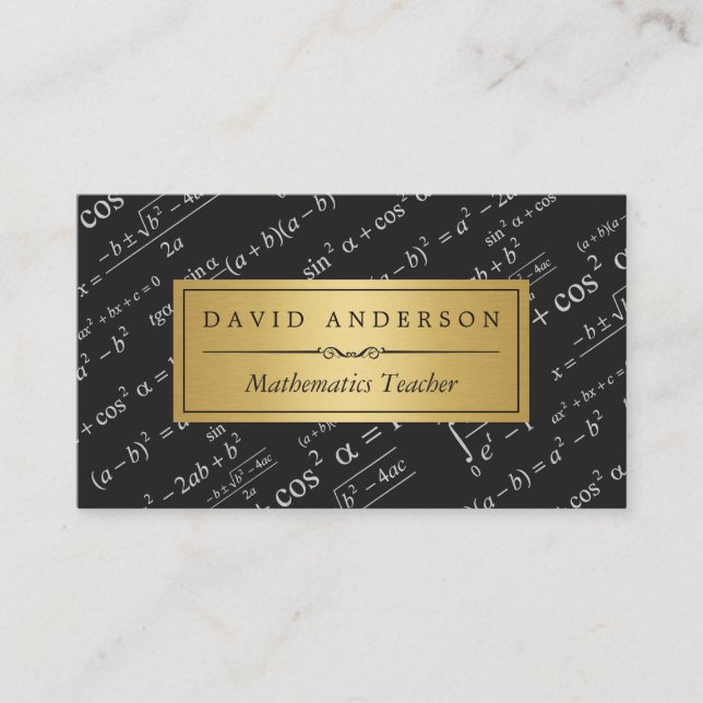 Carte De Visite Professeur de mathématiques avec équations stylish (Devant)
