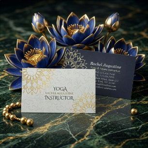 Carte De Visite Professeur de méditation de yoga Mandala floral or