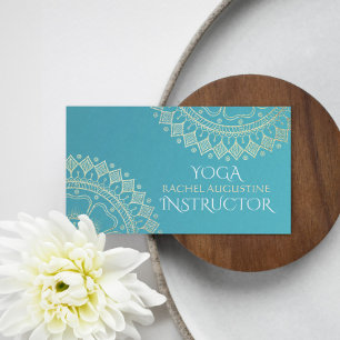 Carte De Visite Professeur de méditation de yoga Mandala vert bleu