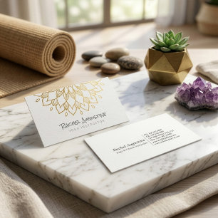 Carte De Visite Professeur de méditation YOGA Mandala chic blanc o