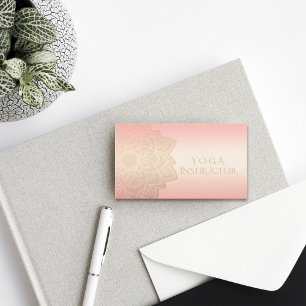 Carte De Visite Professeur de méditation YOGA Mandala Rose Doré Ch