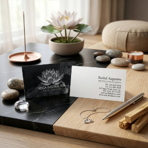 Carte De Visite Professeur de méditation YOGA Reiki Lotus noir et 
