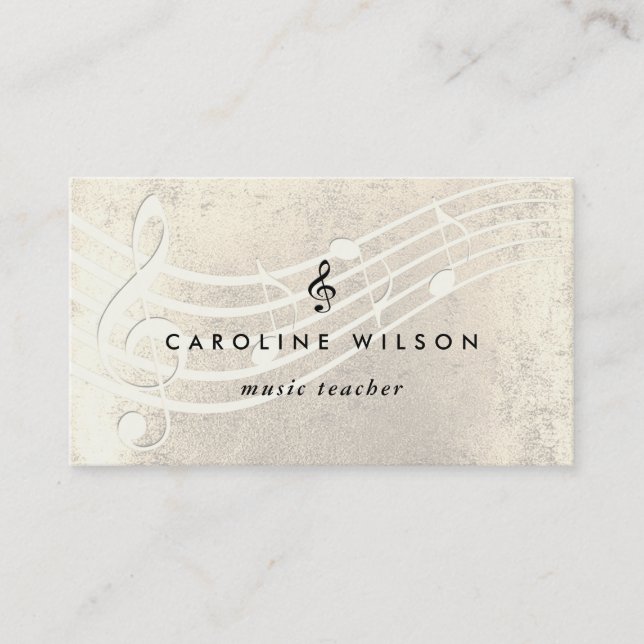 Carte De Visite professeur de musique black treble clef sur la mél (Devant)