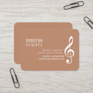 Carte De Visite Professeur de Musique Boho Brun Terracotta