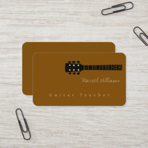 Carte De Visite Professeur de musique Brown Guitar