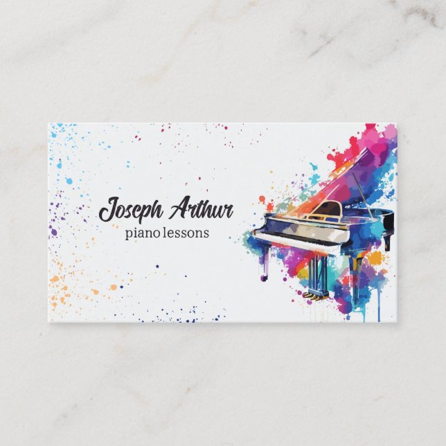 Carte De Visite Professeur de musique d'art de piano (Devant)