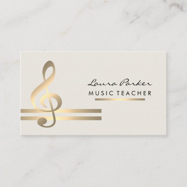 Carte De Visite Professeur de musique de musicien avec les notes (Devant)