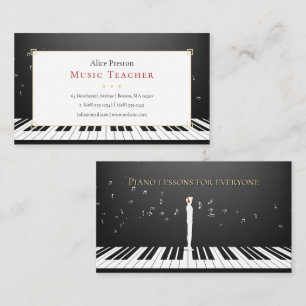 Carte De Visite Professeur de musique de piano   Unique