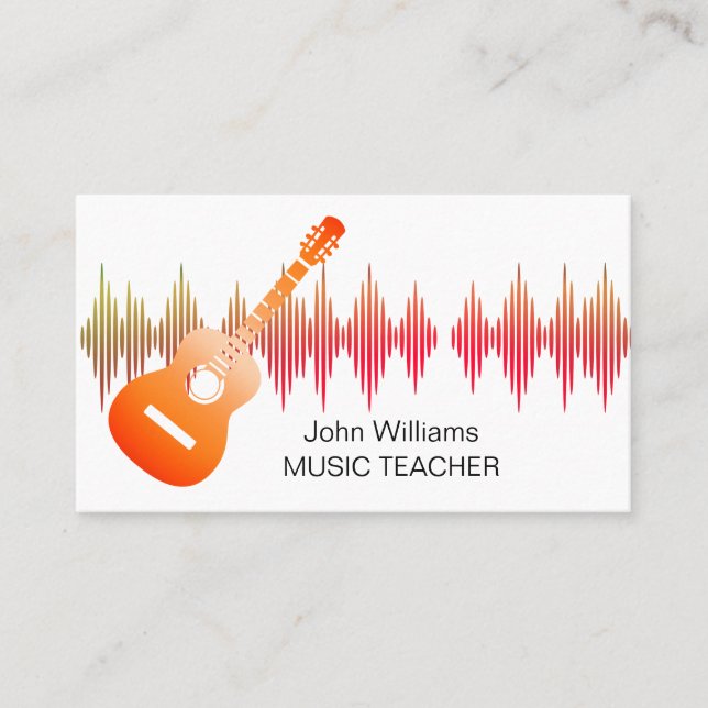 Carte De Visite Professeur de musique DJ Guitare Musicien rose Élé (Devant)