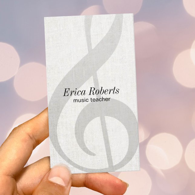 Carte De Visite Professeur de musique Elegant Lin Treble Clef Musi (Créateur téléchargé)