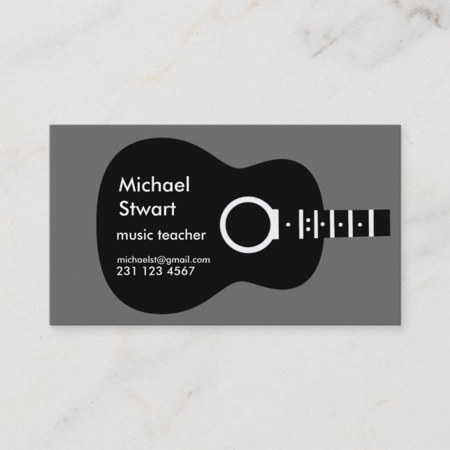 Carte De Visite professeur de musique . guitare acoustique (Devant)